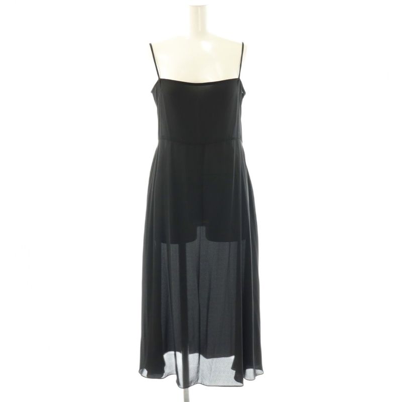 Dior Dress Sheer Maxi Long Sleeve Regular Color Dot Pattern Black