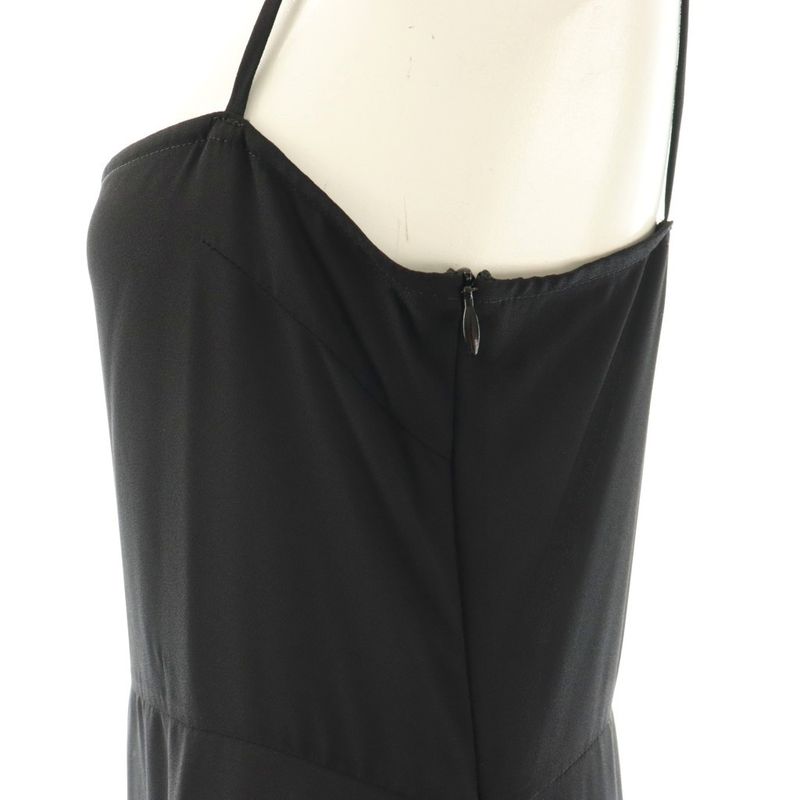 Dior Dress Sheer Maxi Long Sleeve Regular Color Dot Pattern Black