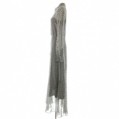 Dior Dress Sheer Maxi Long Sleeve Regular Color Dot Pattern Black