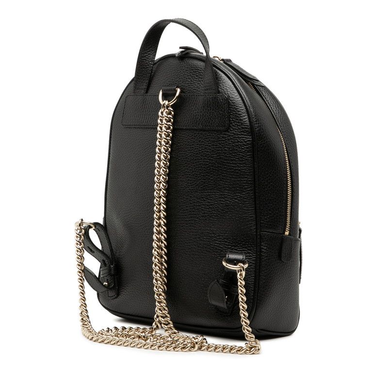 Gucci Interlocking Soho Chain Backpack Black Leather
