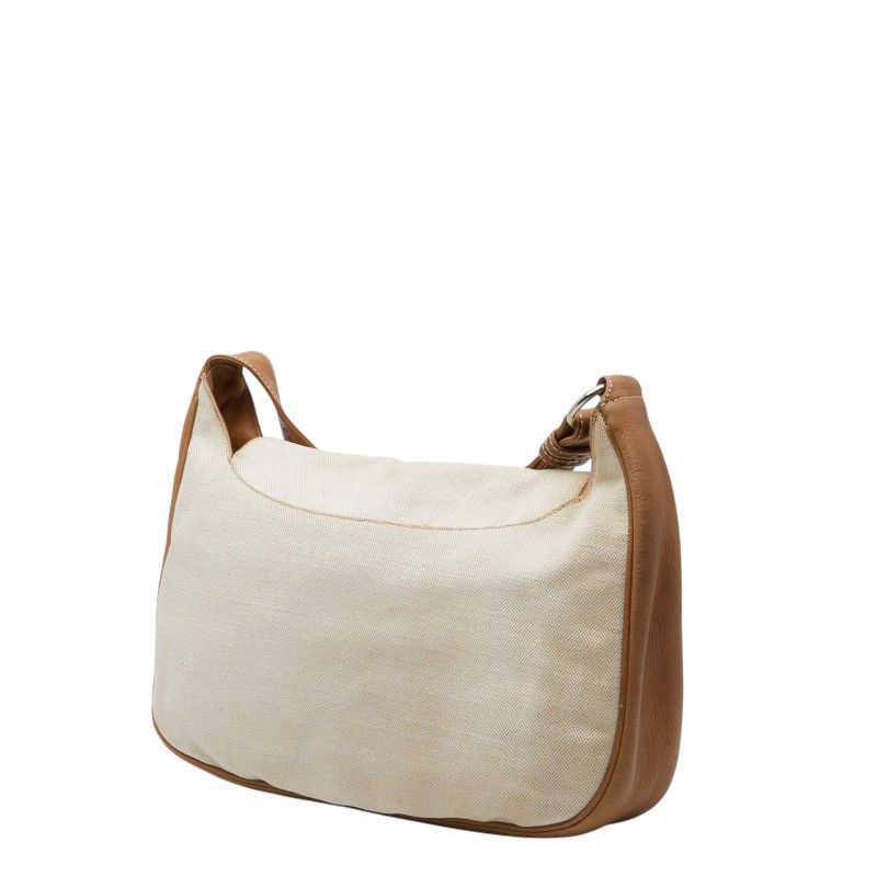 Loewe Anagram Studded Crossbody Shoulder Bag White Beige Canvas Leather