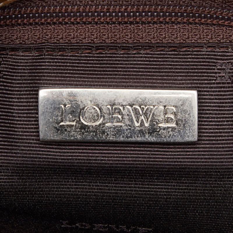 Loewe Anagram Studded Crossbody Shoulder Bag White Beige Canvas Leather