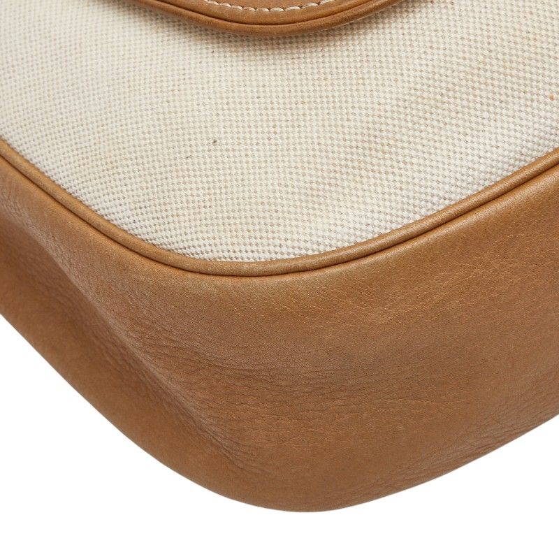 Loewe Anagram Studded Crossbody Shoulder Bag White Beige Canvas Leather