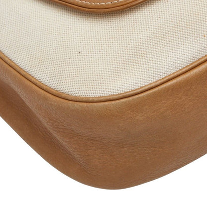 Loewe Anagram Studded Crossbody Shoulder Bag White Beige Canvas Leather