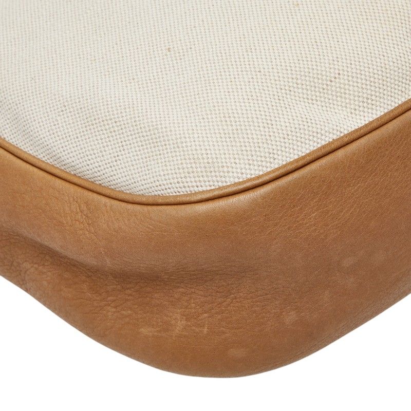 Loewe Anagram Studded Crossbody Shoulder Bag White Beige Canvas Leather
