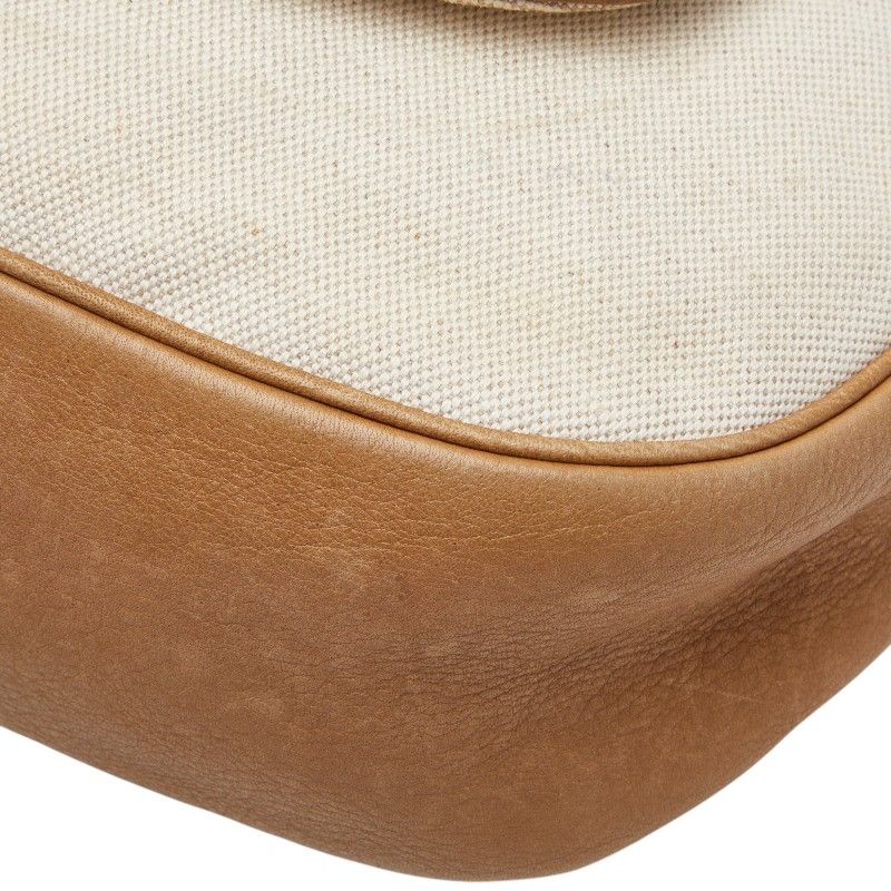 Loewe Anagram Studded Crossbody Shoulder Bag White Beige Canvas Leather