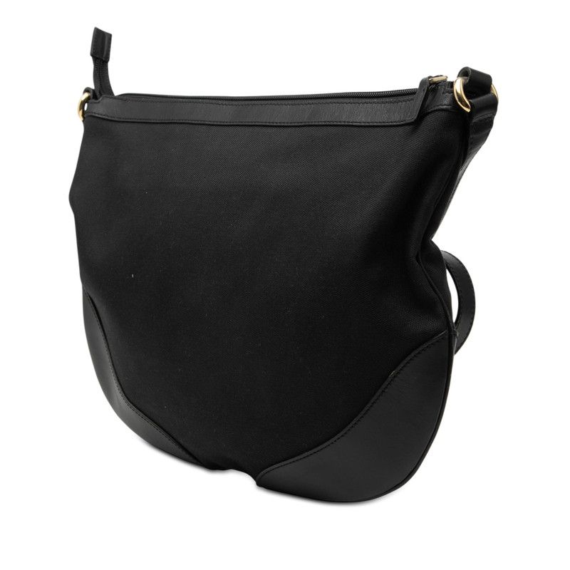 Gucci Crossbody Shoulder Bag Black Canvas Leather