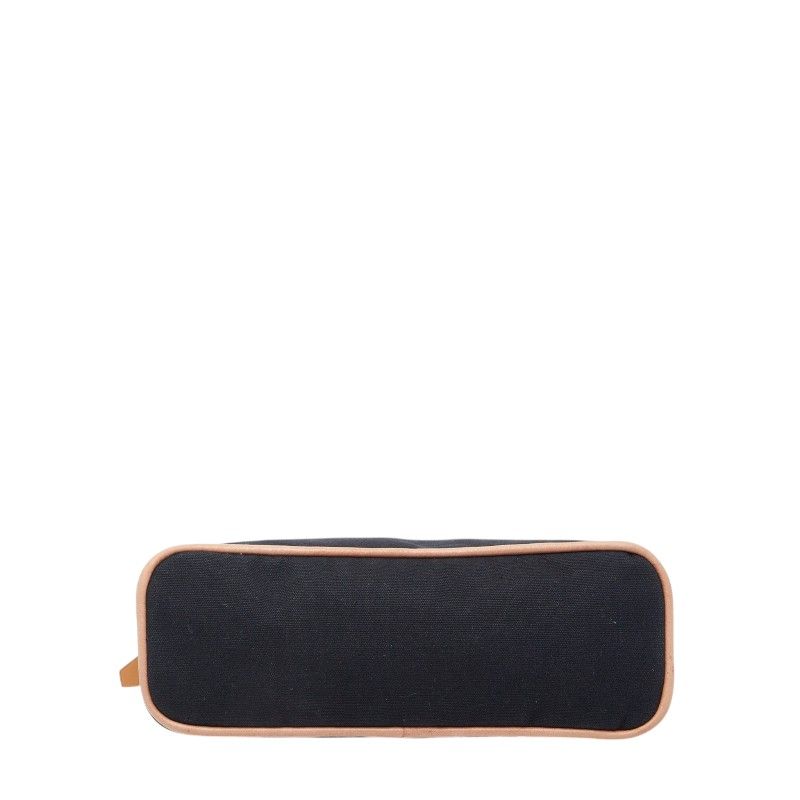 Hermes Bo Reed MM Black Canvas Leather Handbag