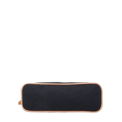 Hermes Bo Reed MM Black Canvas Leather Handbag