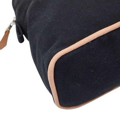 Hermes Bo Reed MM Black Canvas Leather Handbag