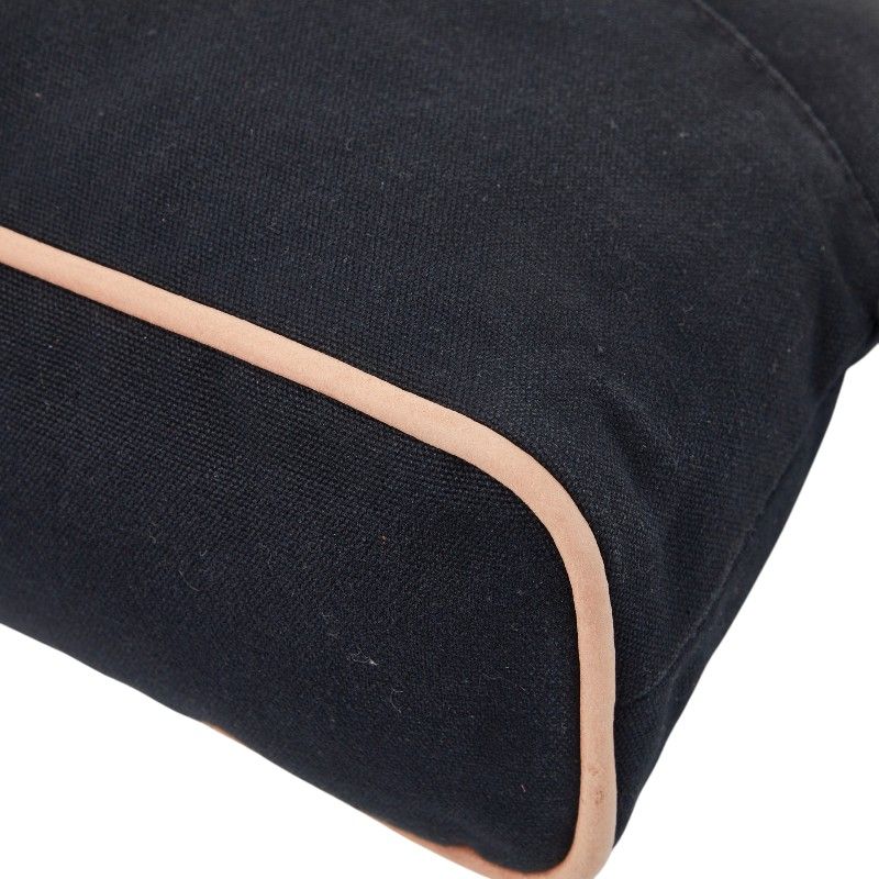 Hermes Bo Reed MM Black Canvas Leather Handbag