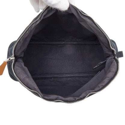 Hermes Bo Reed MM Black Canvas Leather Handbag