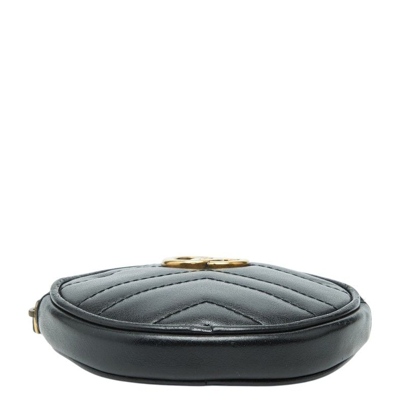 Gucci GG Marmont Quilted Heart Coin Case Black Leather