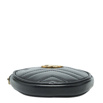 Gucci GG Marmont Quilted Heart Coin Case Black Leather