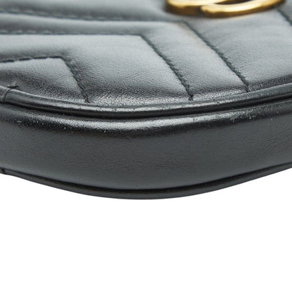 Gucci GG Marmont Quilted Heart Coin Case Black Leather