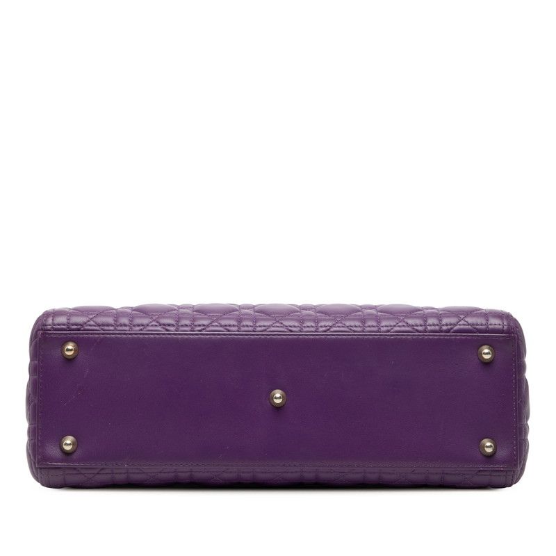 Dior Cannage Large 2-Way Shoulder Bag Purple Leather