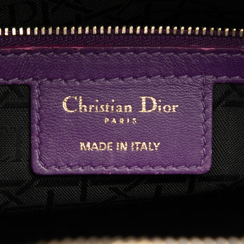 Dior Cannage Large 2-Way Shoulder Bag Purple Leather