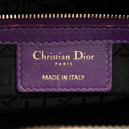 Dior Cannage Large 2-Way Shoulder Bag Purple Leather