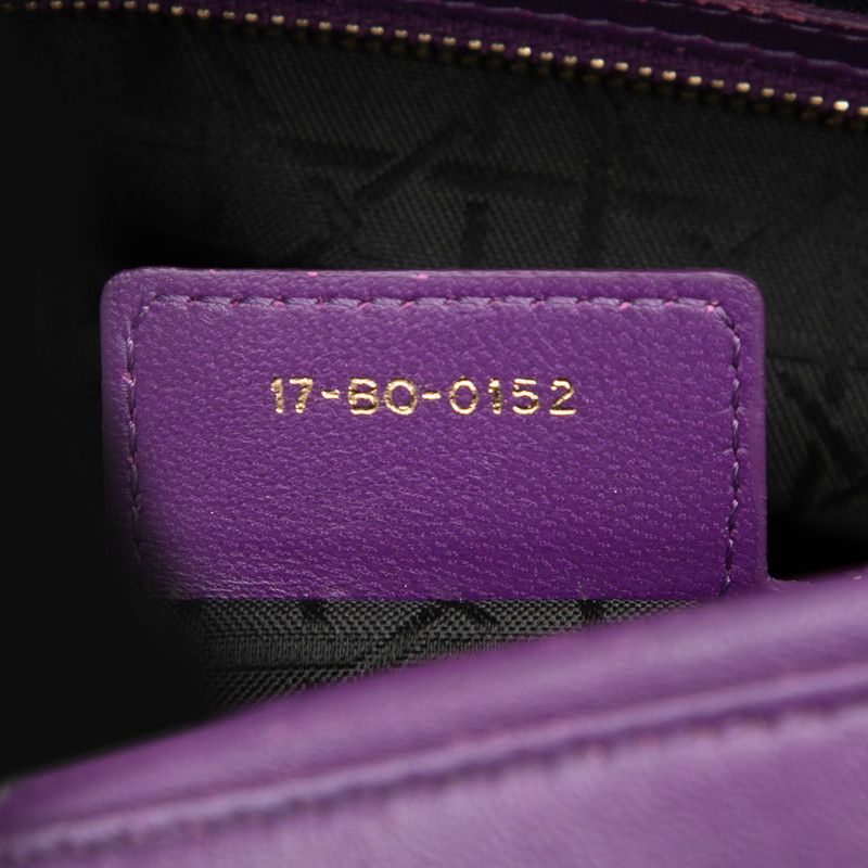 Dior Cannage Large 2-Way Shoulder Bag Purple Leather