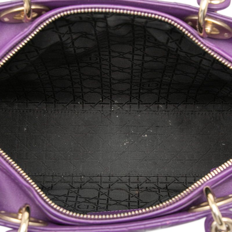 Dior Cannage Large 2-Way Shoulder Bag Purple Leather