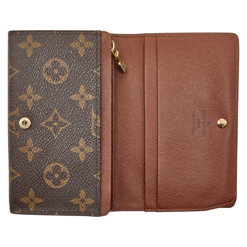 Louis Vuitton Monogram Porte Monnaie Billets Tresor Brown Leather