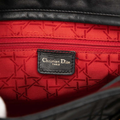 Dior Cannage Large 2-Way Shoulder Bag Black Leather