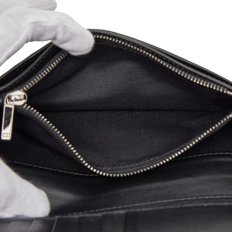Dior CD Diamond Vertical Wallet Black Navy