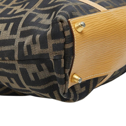 Fendi Zucca Tote Brown Beige Canvas Leather