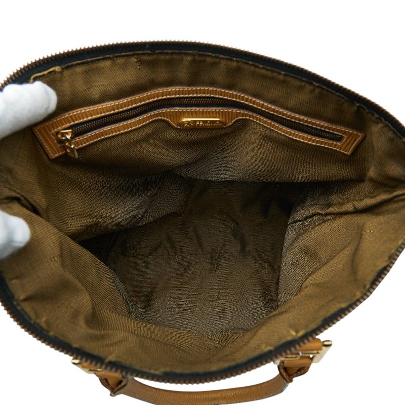 Fendi Zucca Tote Brown Beige Canvas Leather