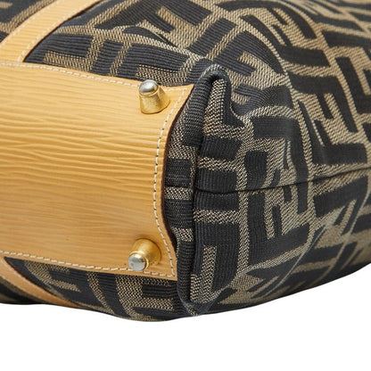 Fendi Zucca Tote Brown Beige Canvas Leather