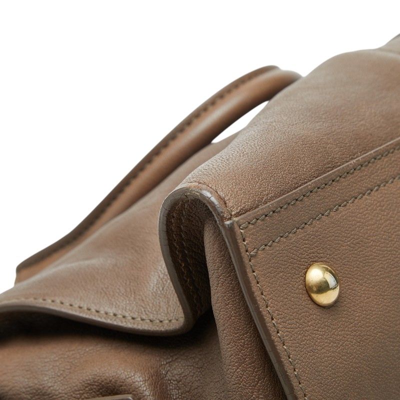 Saint Laurent Cabas Chic Mini 2-Way Shoulder Bag Brown Leather