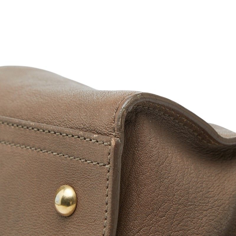 Saint Laurent Cabas Chic Mini 2-Way Shoulder Bag Brown Leather