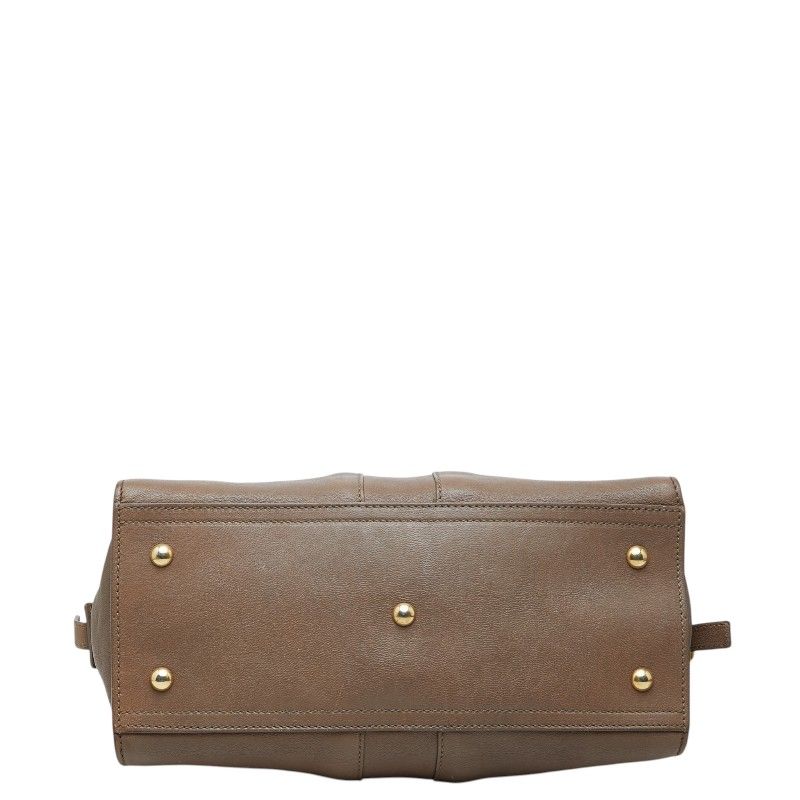 Saint Laurent Cabas Chic Mini 2-Way Shoulder Bag Brown Leather
