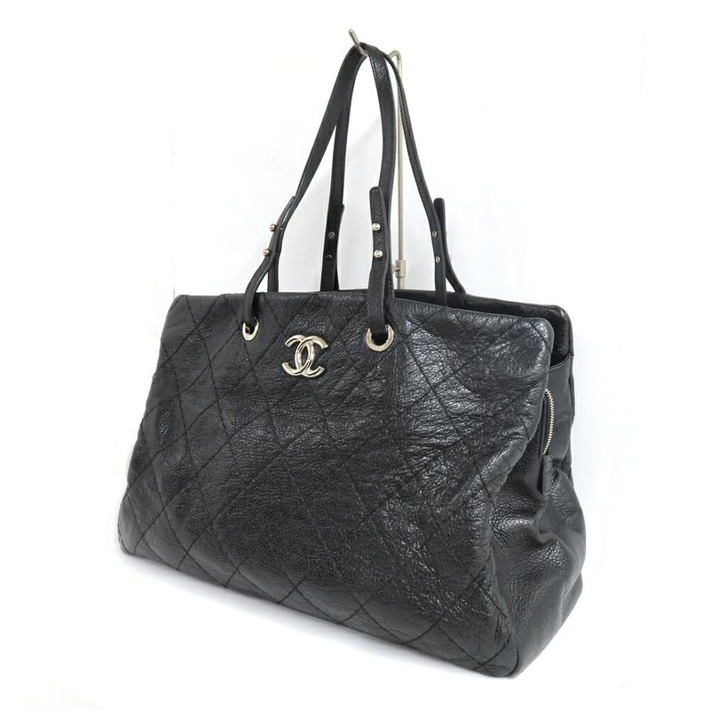 Chanel on the Road Tote CC Logo Black Silver