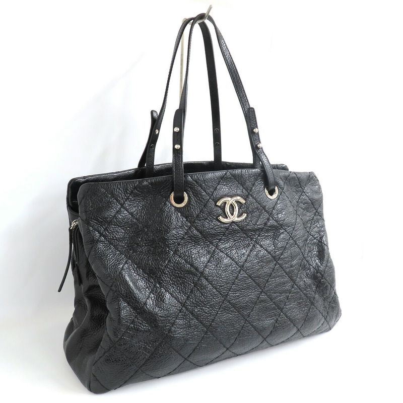 Chanel on the Road Tote CC Logo Black Silver