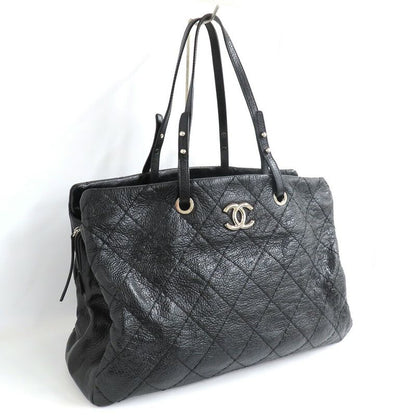 Chanel on the Road Tote CC Logo Black Silver