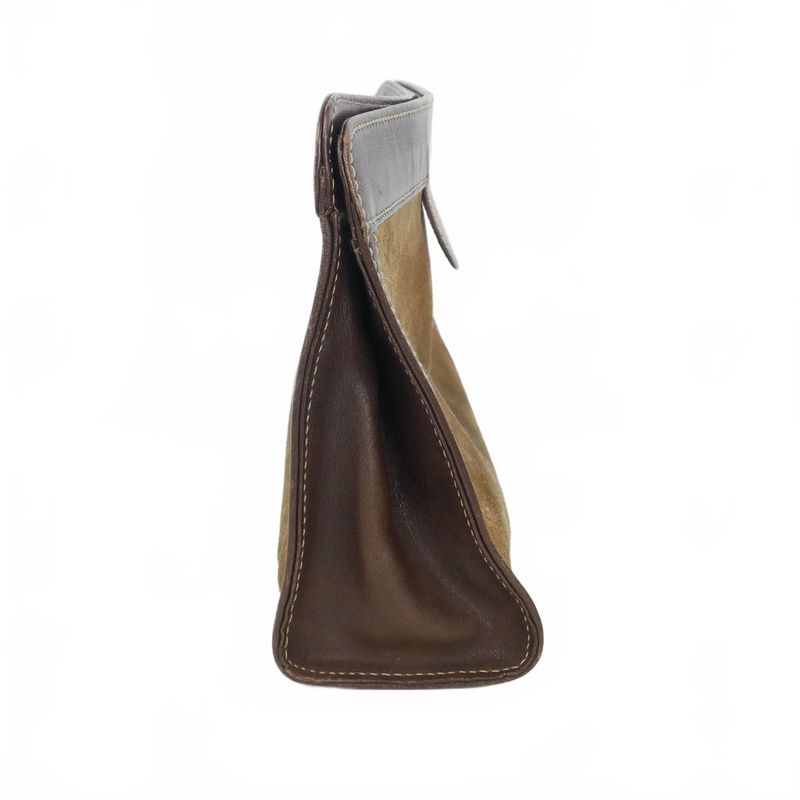 Loewe Anagram Suede Clutch Vintage Brown