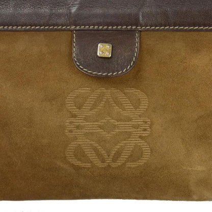 Loewe Anagram Suede Clutch Vintage Brown