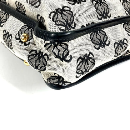 Loewe Shoulder Bag Padlock Logo Leather Canvas Black Gray