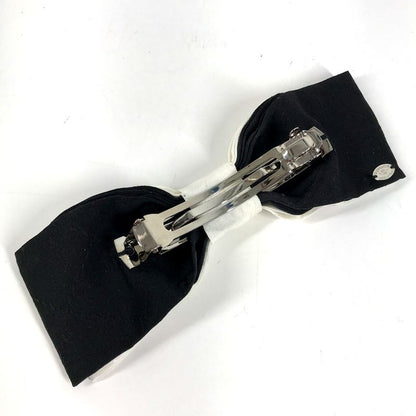 Chanel Barrette CC Logo Ribbon Silk White Hair Accessory Hair Clip