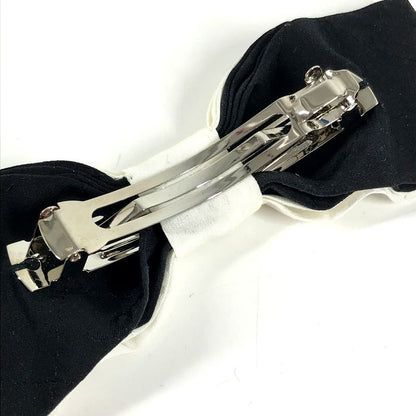 Chanel Barrette CC Logo Ribbon Silk White Hair Accessory Hair Clip