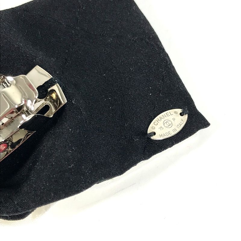 Chanel Barrette CC Logo Ribbon Silk White Hair Accessory Hair Clip