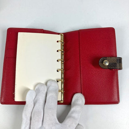 Louis Vuitton Notebook Cover Agenda PM T&B Logo Damier Canvas Ebene Brown