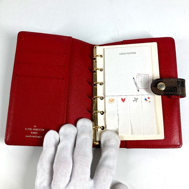Louis Vuitton Notebook Cover Agenda PM T&B Logo Damier Canvas Ebene Brown