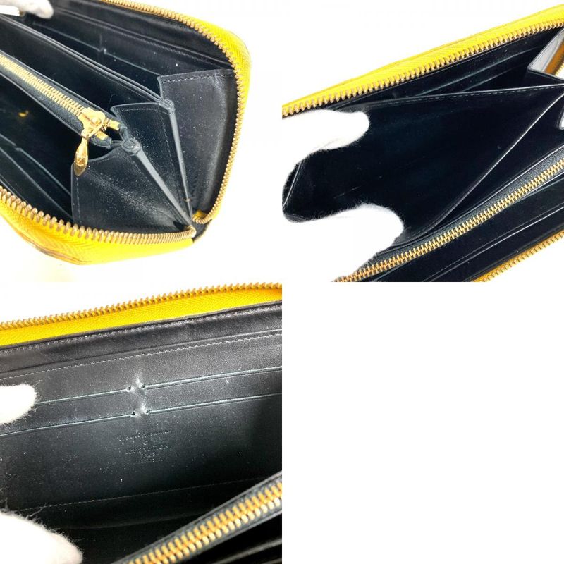 Louis Vuitton Wallet Zippy Patent Leather Yellow Black