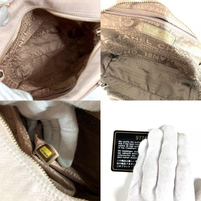 Chanel Handbag CC Logo Nubuck Light Pink