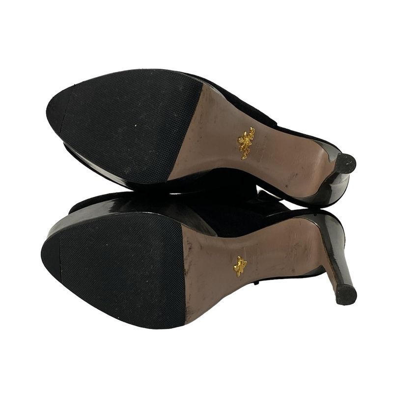 Prada Mule 37 Black Silver 37 High Heels Leather