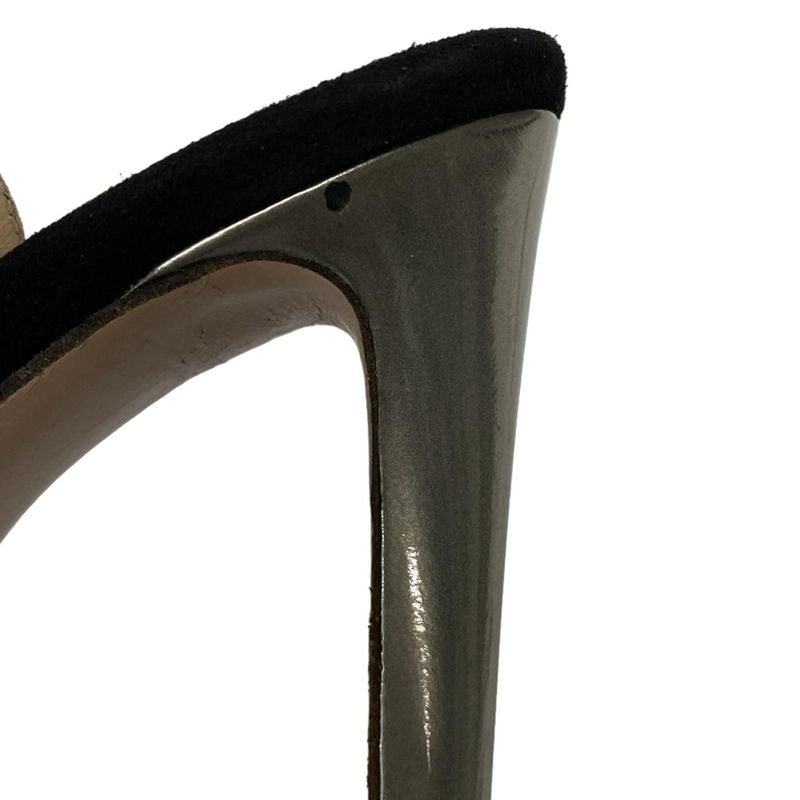Prada Mule 37 Black Silver 37 High Heels Leather