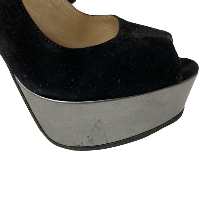 Prada Mule 37 Black Silver 37 High Heels Leather