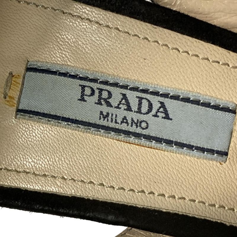 Prada Mule 37 Black Silver 37 High Heels Leather